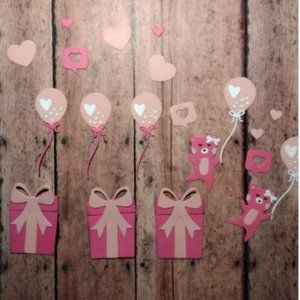 Scrapbook Pink Girl Birthday Party Bear Die Cuts